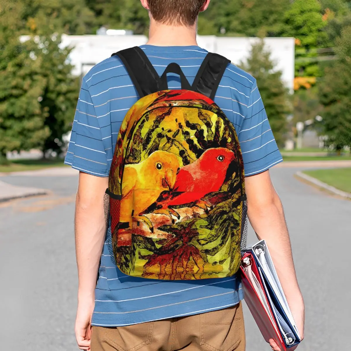 Two Parrot In Branch Watercolor Painting Backpack Student BookBag Kids School Bag Laptop Shoulder Bags for Boys Girls