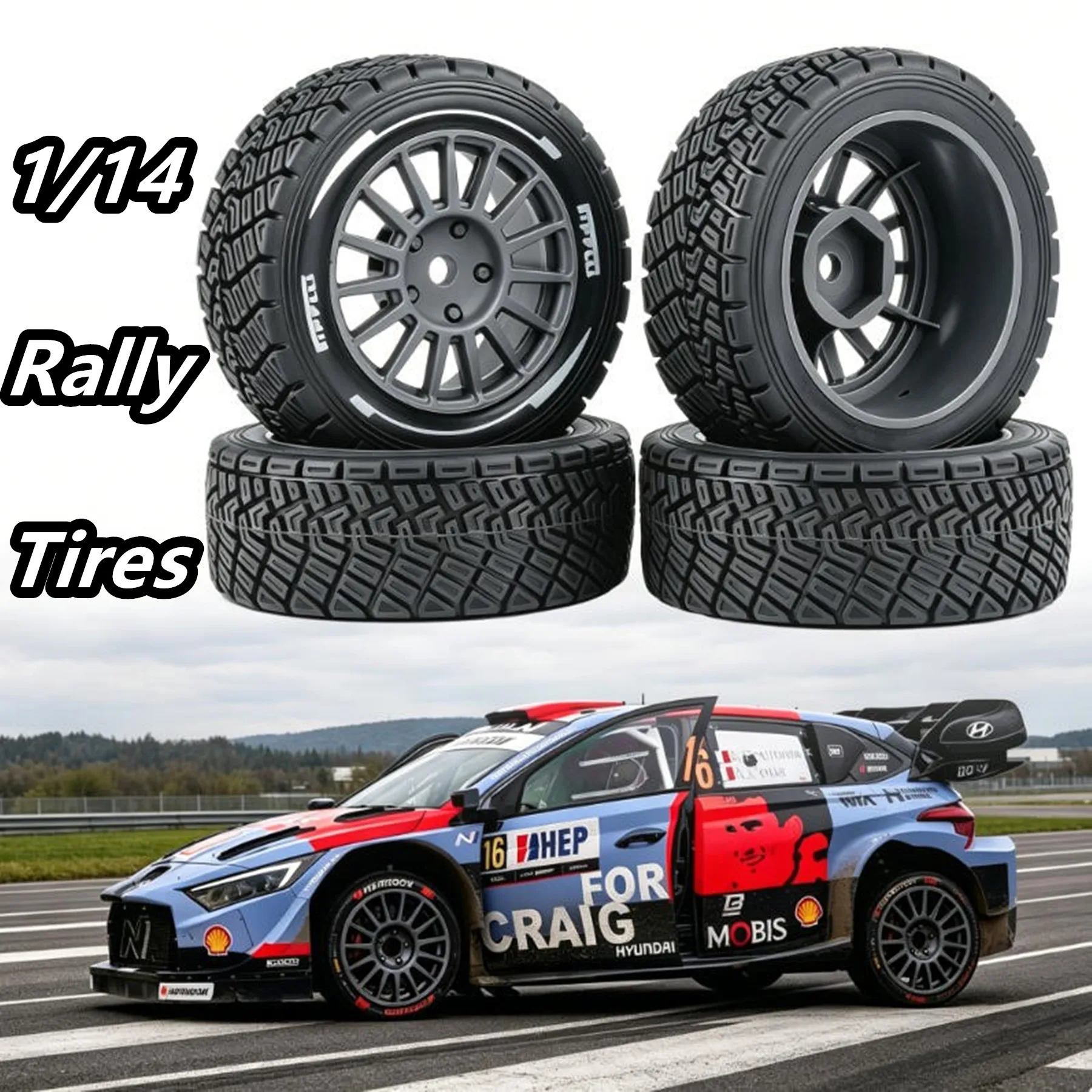 1/14 WRC Rally Tires Racing Tyre 12mm Hex for 1:10 1:14 RC On Road Car MJX 14303 C3 Tamiya M05 M06 M08 ZD RX12 DSK Upgrade Parts