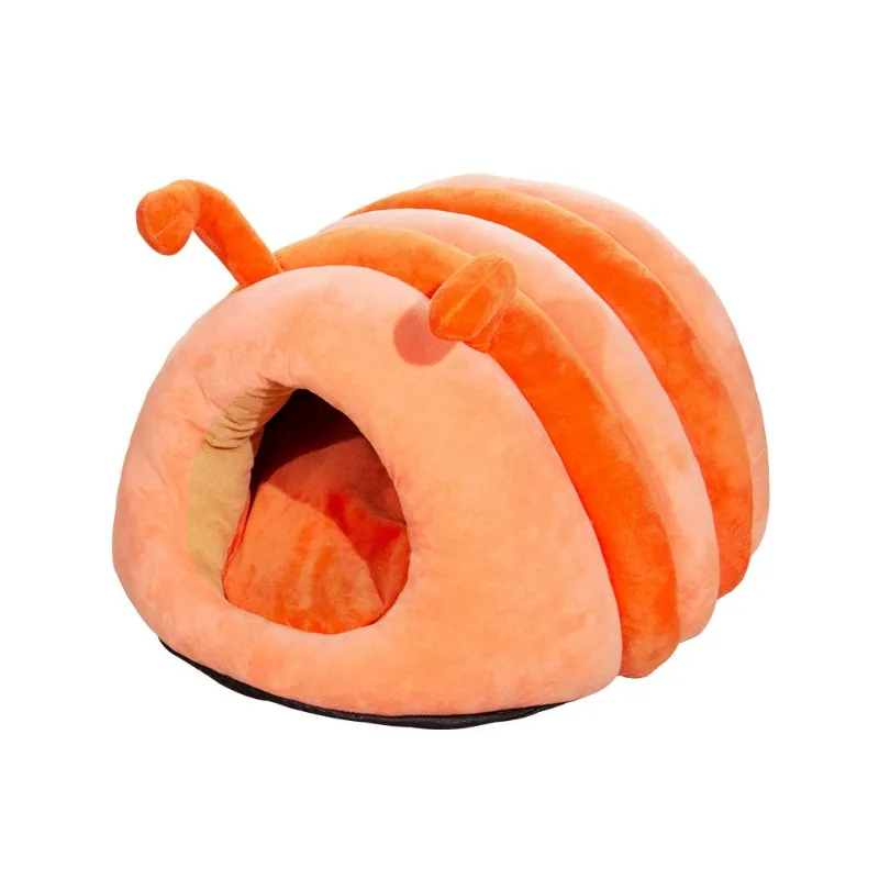 Cute Pet Nest Warm Soft Plush Cat Bed Cartoon Caterpillar Warm Thick Dog House Cat House Foldable Washable Pet Supplies Cat Tent