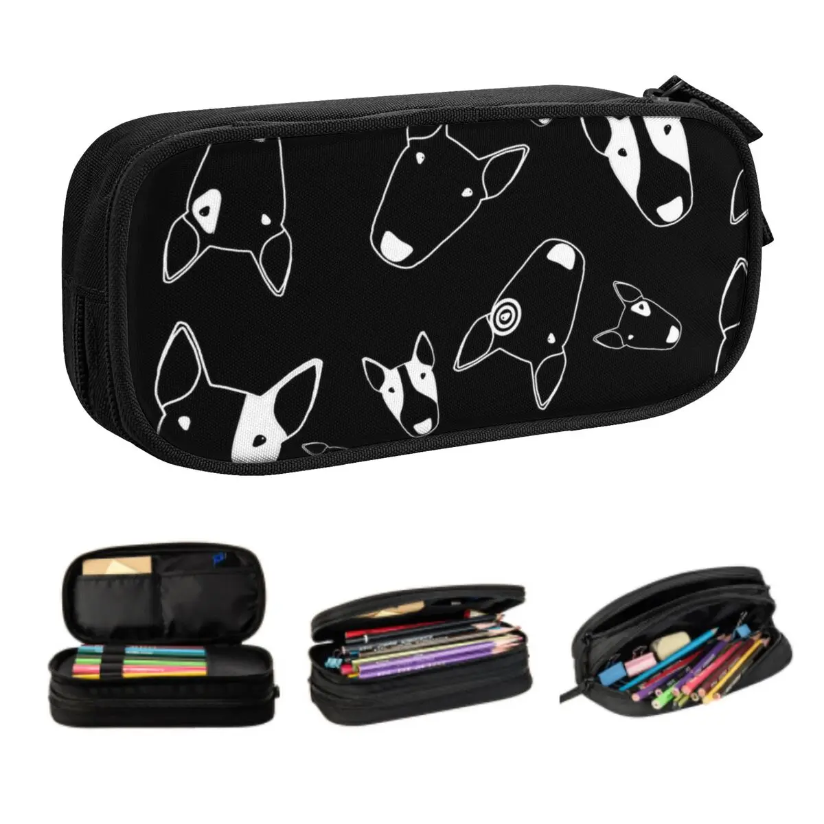 

Custom Ghost Bullies School Pencil Case Boy Girl Large Storage Bull Terrier Dog Creative Pencil Pouch Students Stationery