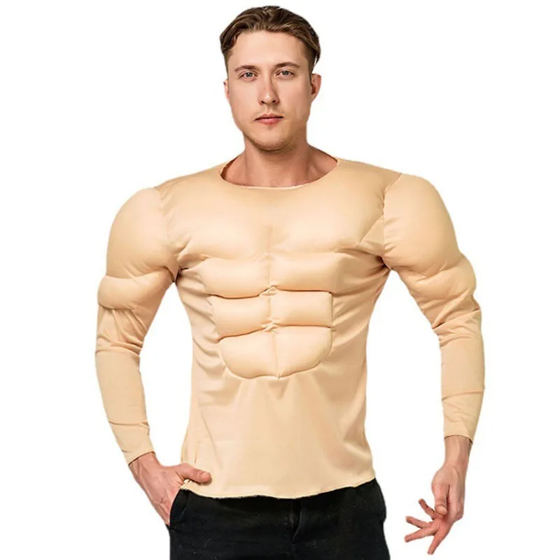 

Fake Muscle T-Shirt for Men Halloween Party Cosplay Costume with Chest Arm Muscles