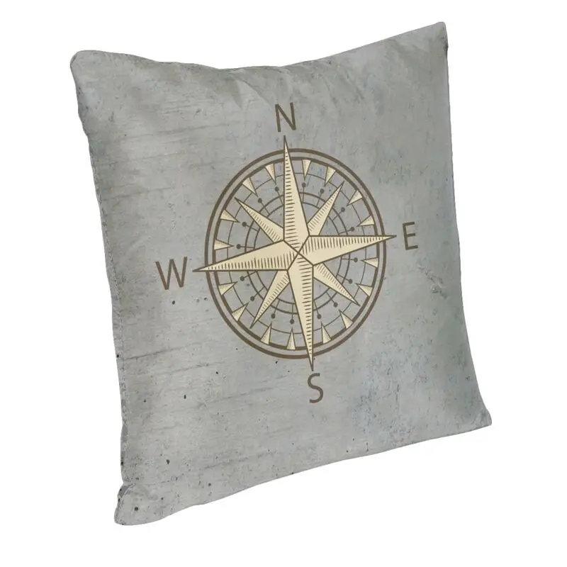 Vibrant Gray Compass Square Throw Pillow Case Home Decorative 3D Double Side Printed Nautical Sailing Sailor Cushion Cover