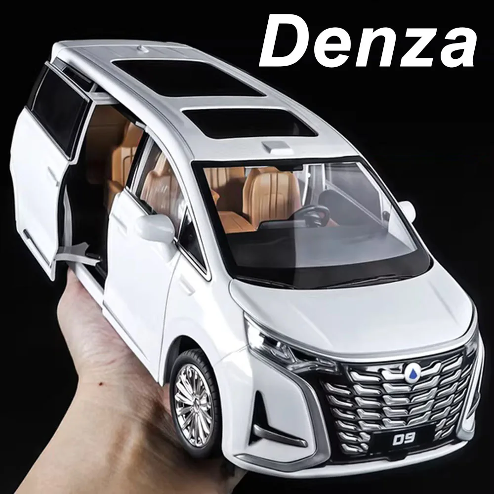 Denza D9 Vellfire alliage MPV modèles moulés sous pression voitures jouets son lumière retirer portes ouvertes véhicules miniatures recueillir ornement 1:24