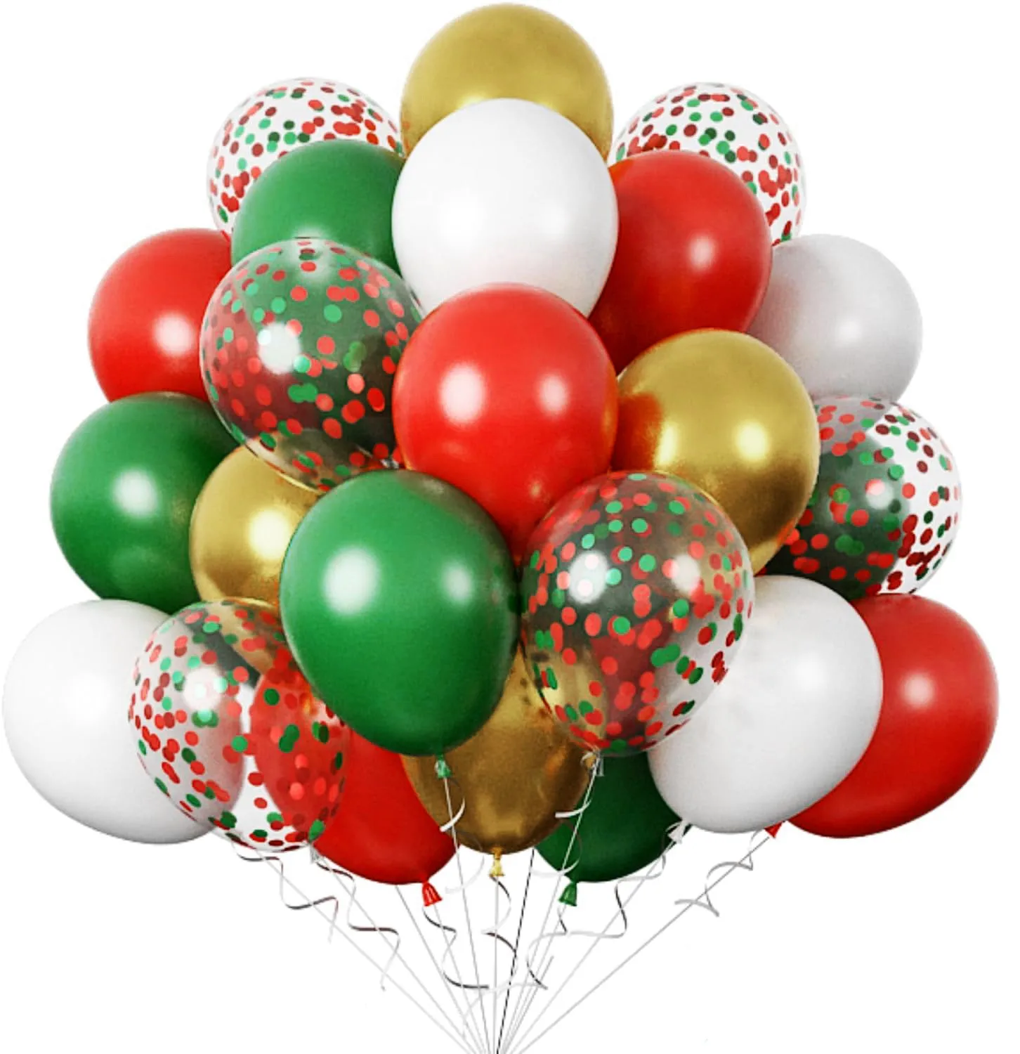 Christmas Balloons,30Pcs Metallic Gold 12Inch Red Green Confetti Balloons For Happy New Year Merry Christmas Party Decoration