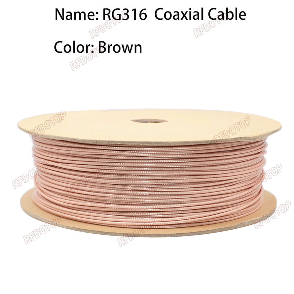 1M~500M Brown RG316 Coax Cable 50 Ohm Low Loss for Crimp Connector Fast Shipping High Quality