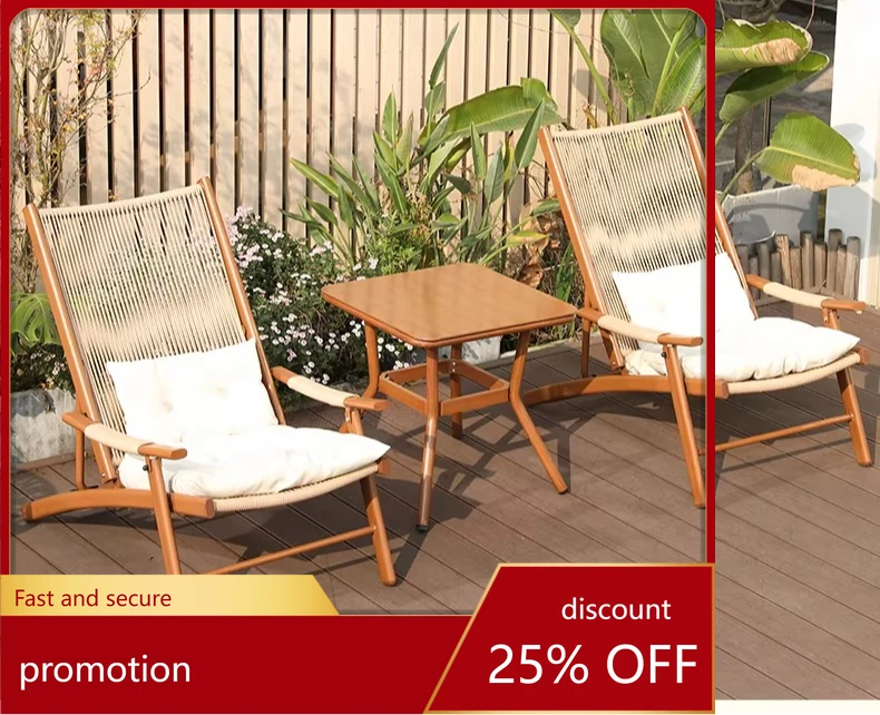 CZ Folding Recliner Chair for Lunch Breaks, Home Balcony Leisure Chair, Outdoor Courtyard Garden Outdoor Table and Chair