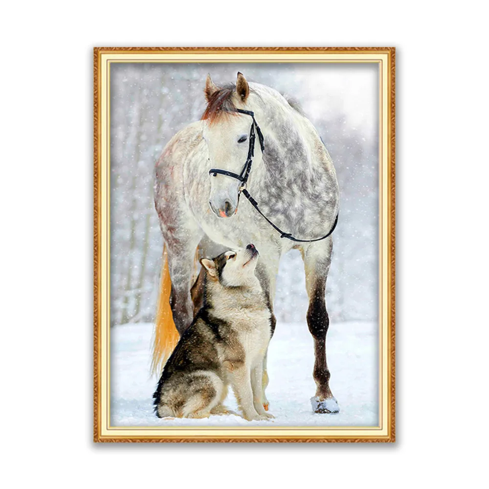 Animal Dog Husky DIY Cross Stitch Embroidery 11CT Kits Craft Needlework Cotton Thread Printed Canvas Home Decoration Wholesale