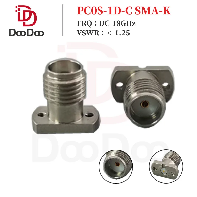 

DC - 18GHz SMA Connector Microwave Female Jack 2 Hole Flange Mount RF Coaxial Adapter for PCB Solderless VSWR 1.25 Slotted