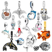 Hot Sale Fish Dolphin Narwhal Goldfish Dangle Charm Bead DIY Women Jewelry Gift Making Fit Original 925 Sterling Silver Bracelet