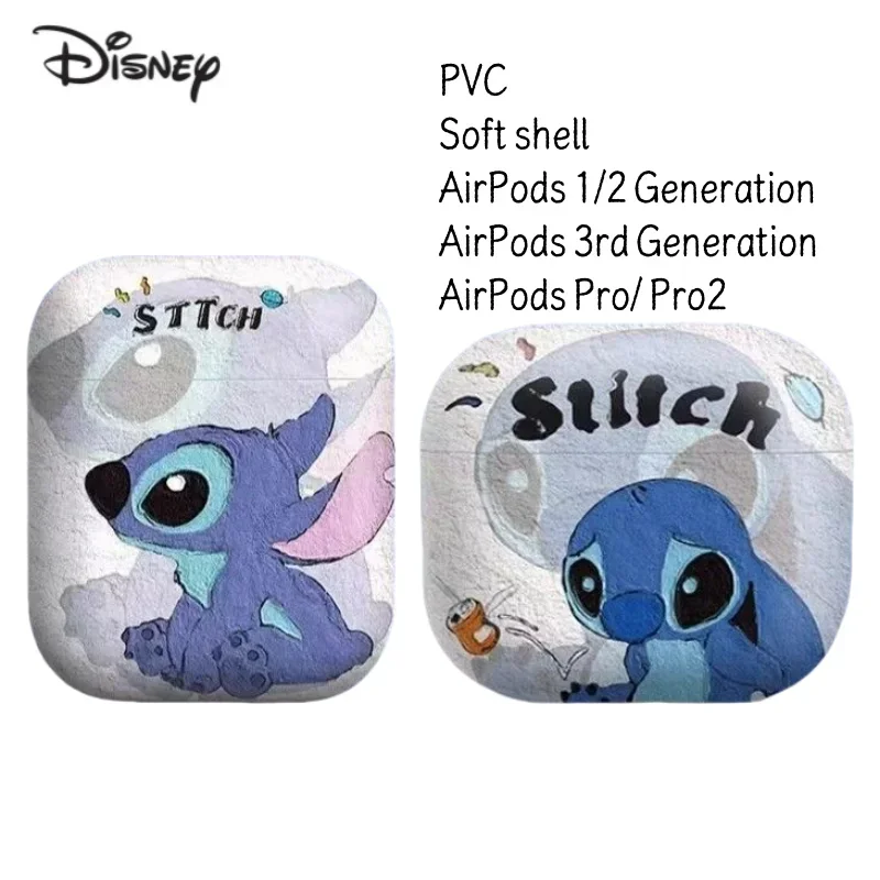 DisneyStitch Cartoon Anime Matte New AirPods1 Protective Cover Apple1/2/Pro3 Wireless Bluetooth Earphones Soft Case Holiday Gift