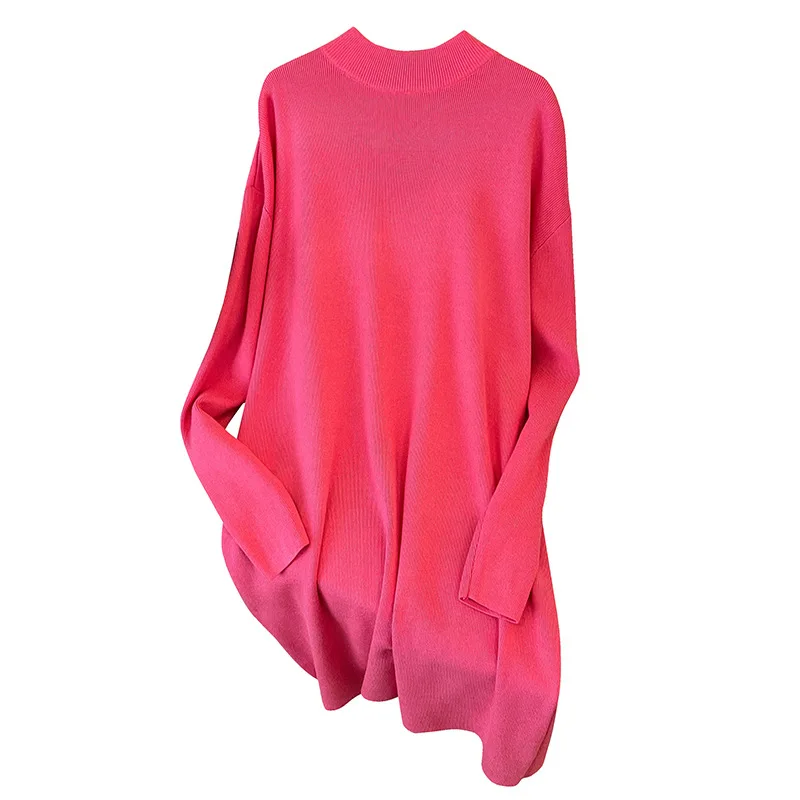 6XL 7XL 100/150/175kg Big Size Women Clothing Women Pullovers Bust 150/160cm Casual Loose Thickened High Collar Sweater Dresses