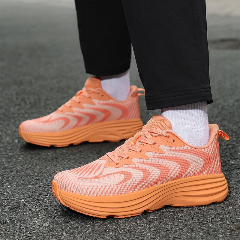 High Quality Fashion Orange Running Shoes for Men Breathable Mesh Men's Athletic Shoes Big Size 48 Platform Outdoor Sneakers Men