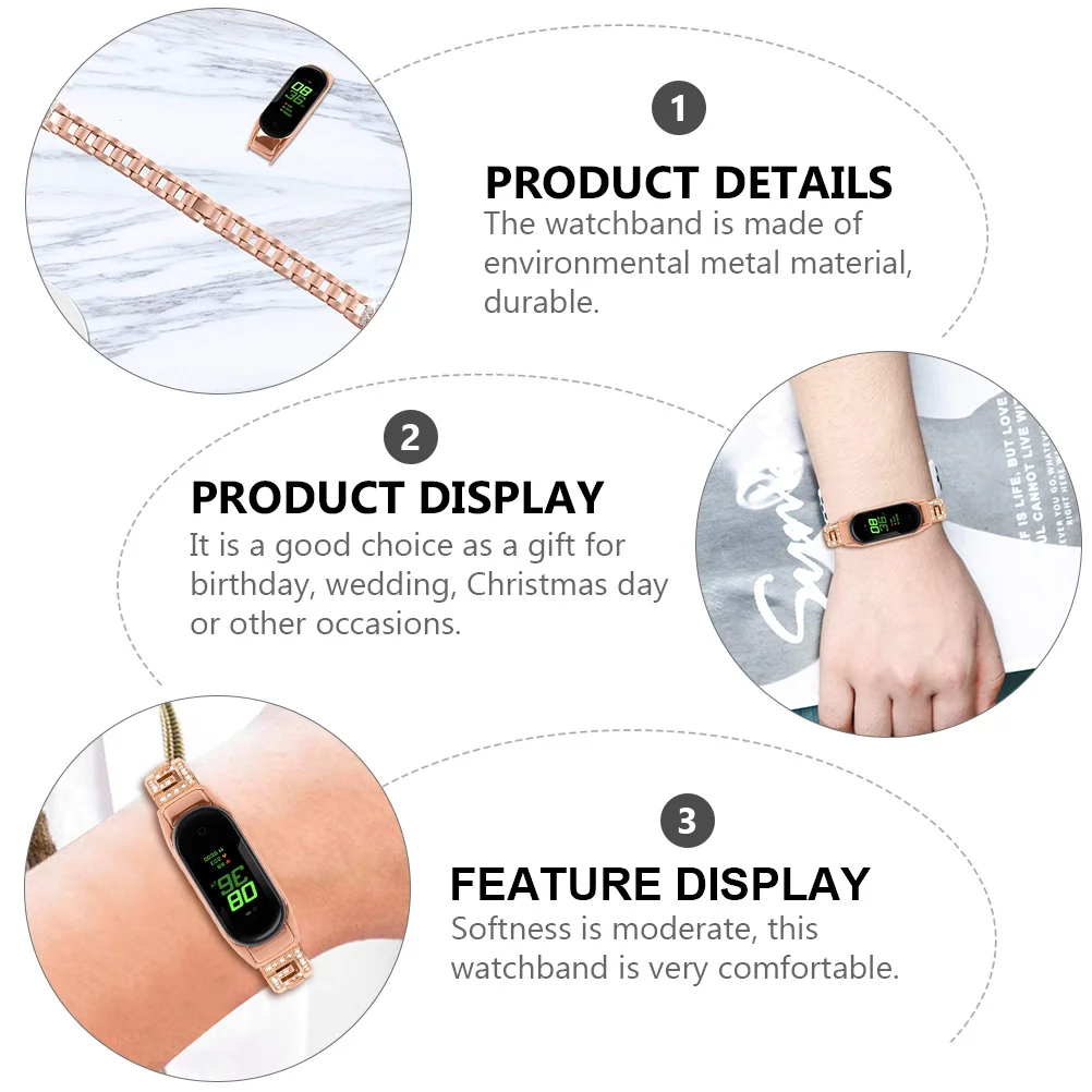 

Zinc Alloy Diamond Watch Strap for Watch Comfortable Adjustable Sturdy Band Zinc Alloy Watchband