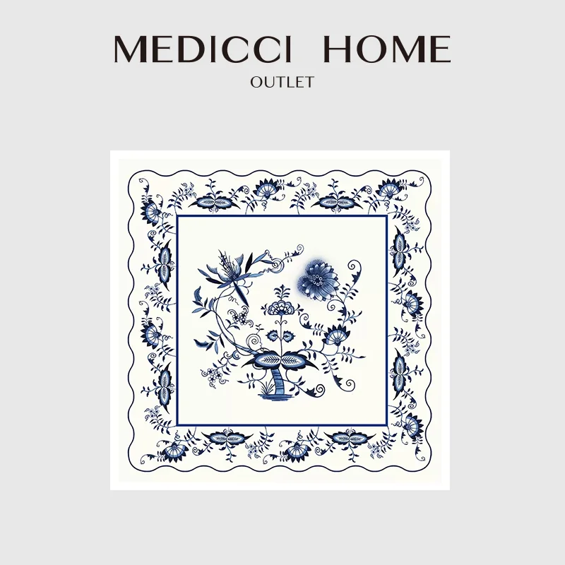 

Medicci Home Oriental Art Blue Onion Print Placemat Luxury French Banquet Dining Mats Tablecloth For Wedding Dining Decorations