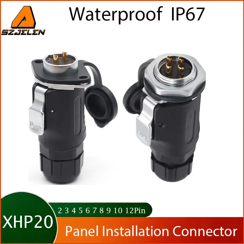 

3Colors XHP20 2-12Pin Square Flange Rear Nut Type Panel Installation Connector Male Female Plug Socket Set Waterproof IP67