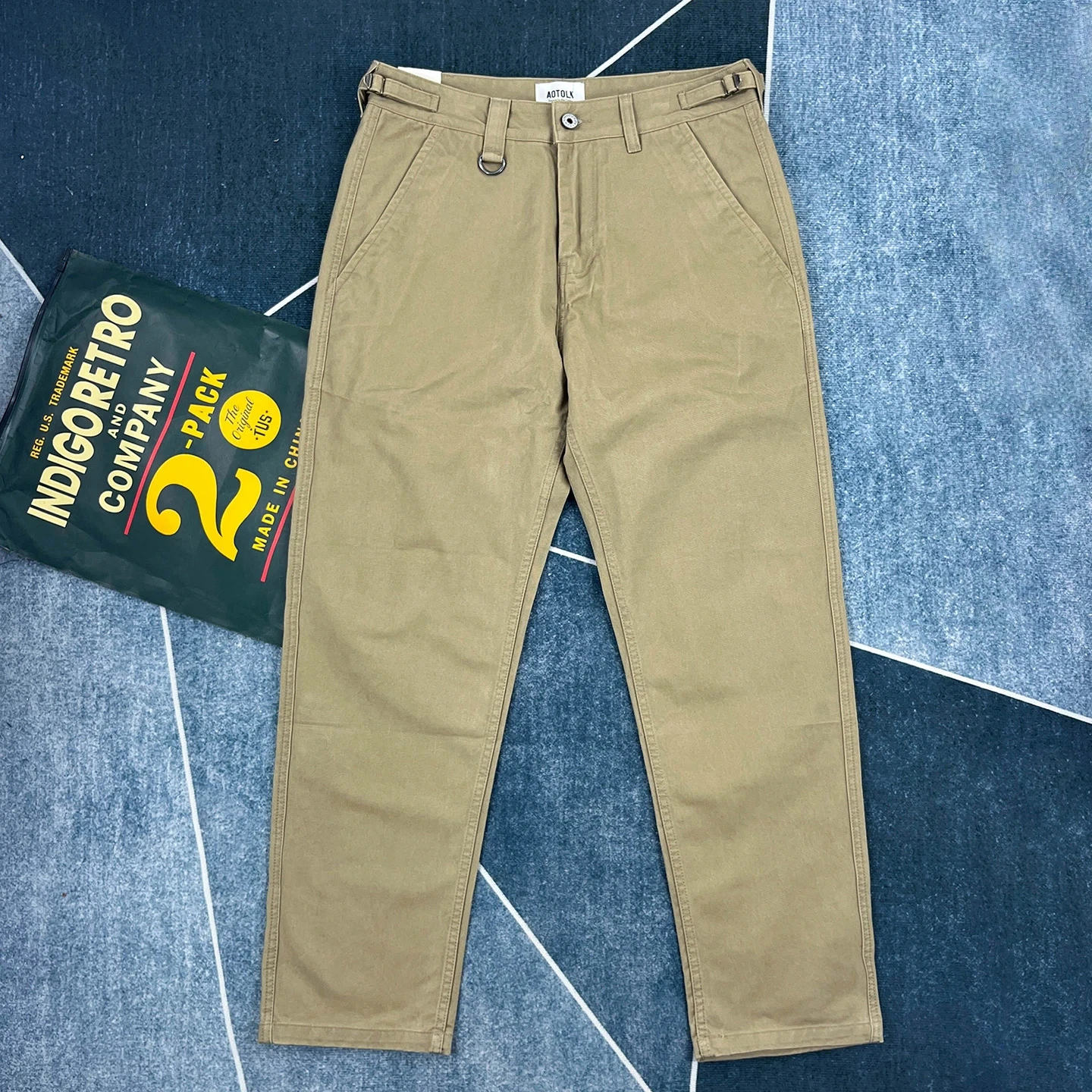 남성용 100% 면 캐주얼 바지, 가을용 두꺼운 미국 레트로 스트레이트 바지