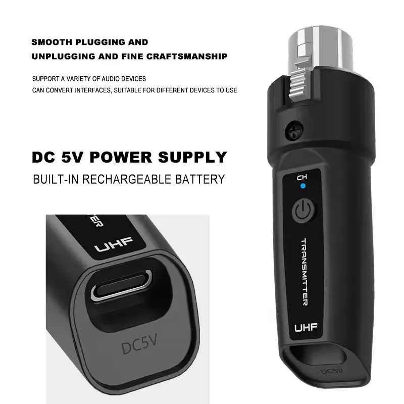 Professional Wireless XLR Transmitter and Receiver UHF XLR Adapter System for Dynamic Microphone Audio Mixer