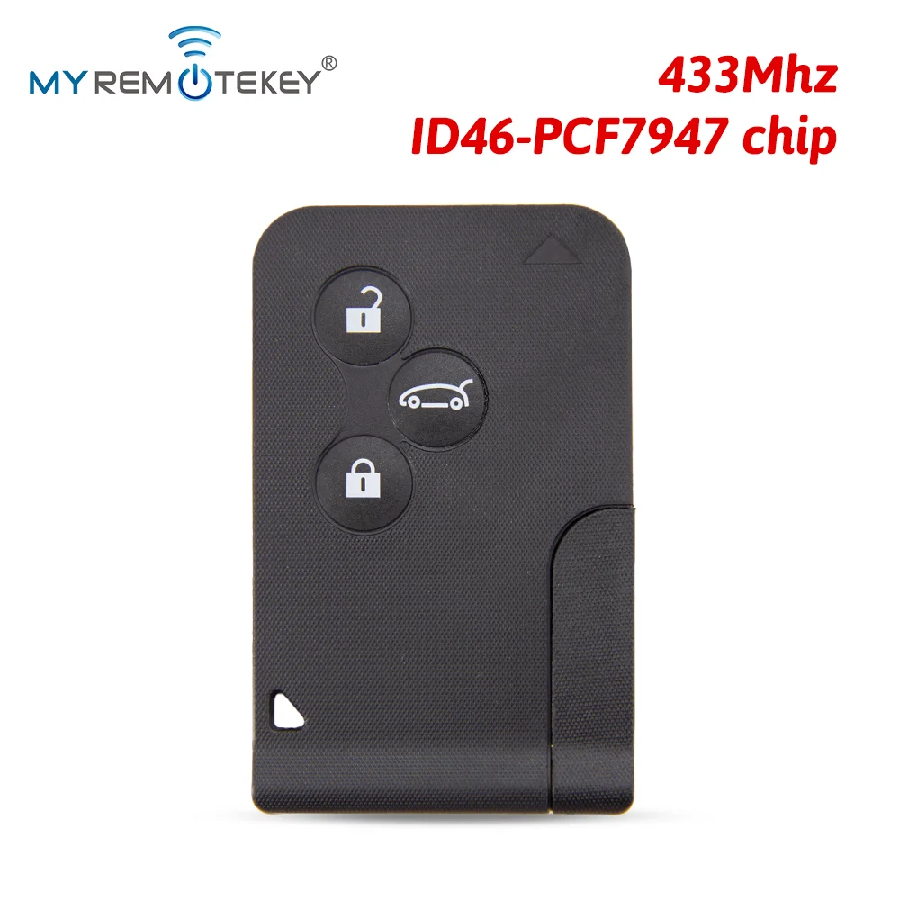 MYREMOTEKEY Smart Key Card 433Mhz ID46-PCF7947 3 Button for Renault Megane II Megane 2 Scenic II Grand Scenic II 2003-2008
