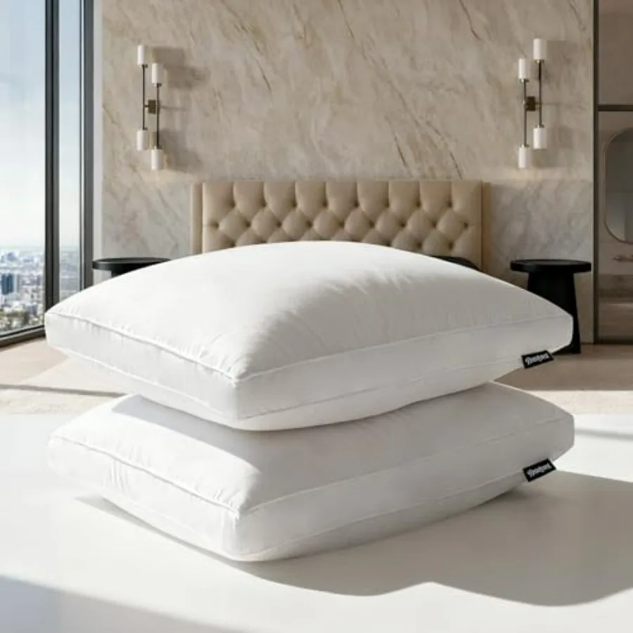 

s, Firm Hotel Pillow Luxury Bed Pillows, 100% Cotton Cover, /Jumbo