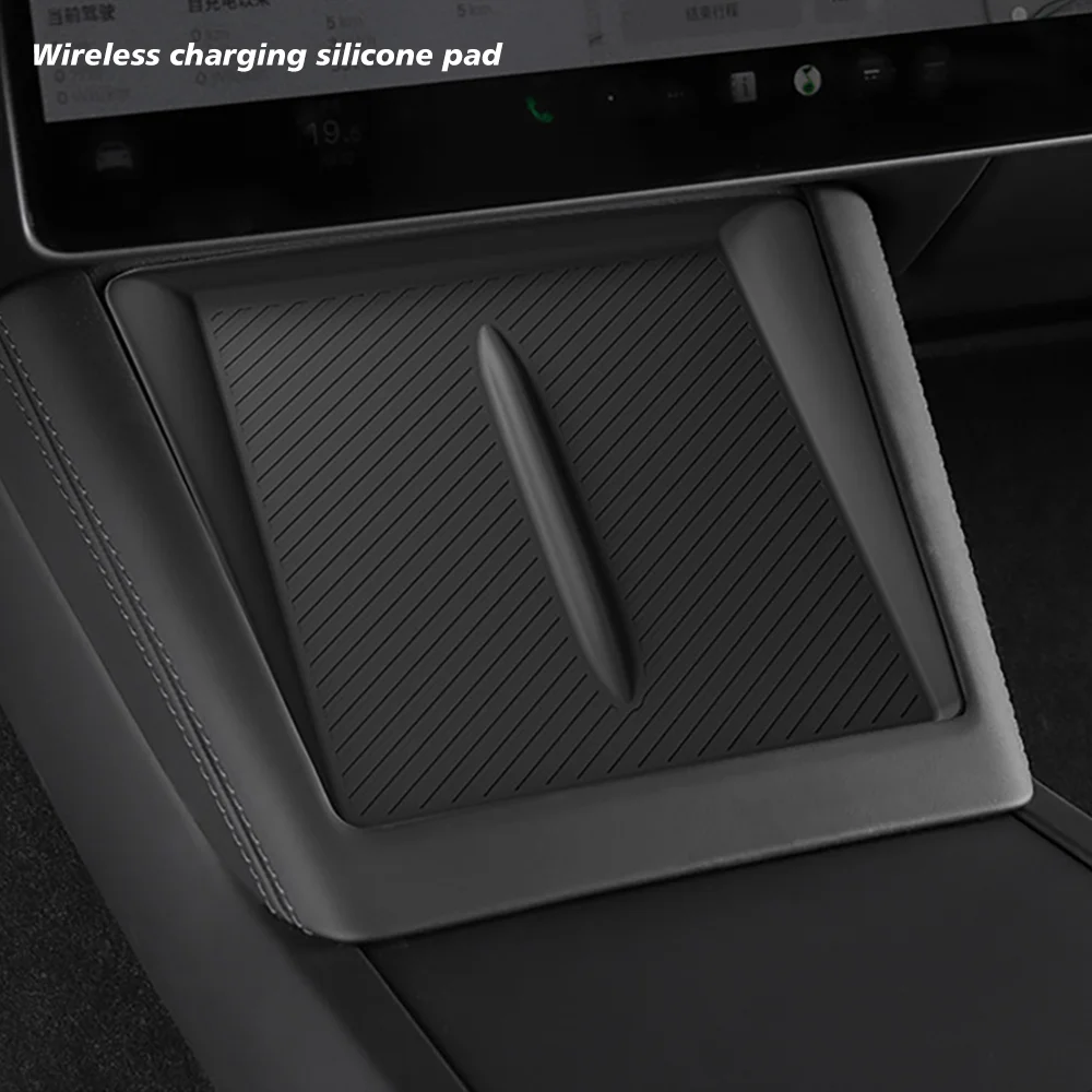 Für Tesla Neues Modell Y 2026 Launch Juniper ABS mit Silikon-Antirutschmatte Konsole & Armlehnen-Aufbewahrungsbox Oberer und Unterer Getränkehalter – Detail 7