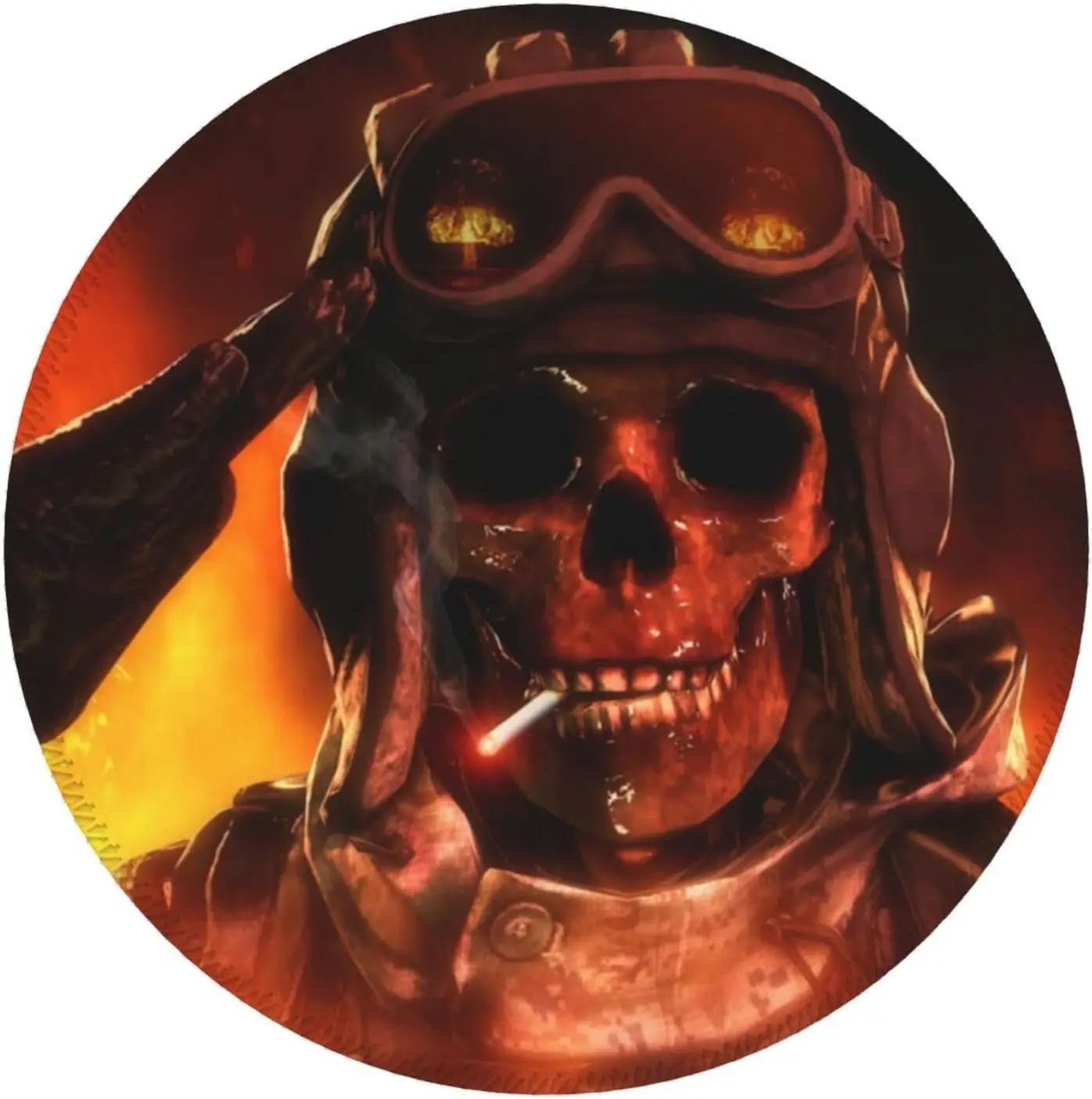 

Death Pilot Skull Fire Round Mouse Pad Non-Slip Rubber Mousepad Skeleton Mouse Mat for Computer Desk Gaming Laptop Office Home