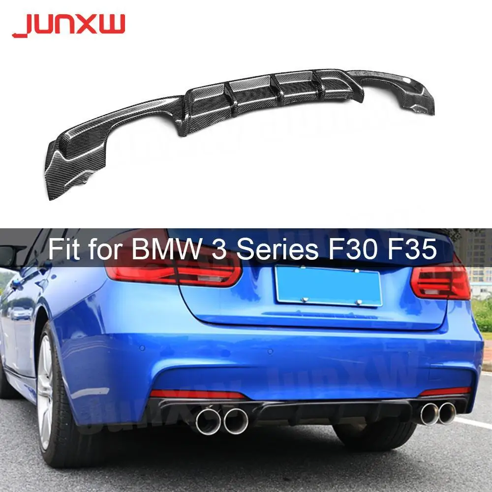 

ABS Black Carbon fiber lool Rear Bumper Diffuser Lip Spoiler for BMW F30 M Sport 2012 - 2017 Fins Shark Style Diffuser