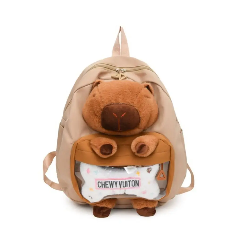 Large Capacity Capybara Plush Backpack Animal Korean Style Capybara Shoulder Bag School Bag Stuffed Doll