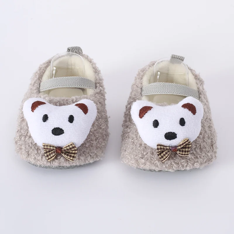 Korean Version Of Baby Shoes For Men And Women Winter Plush Cartoon Soft Lamb Wool Single Shoes Cute Foreign Style Toddler Shoes