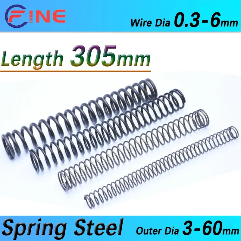 

Length 305mm Compression Spring Tension Expanding Pressure Spring Y Type Spring Steel Outer Diameter 3-60mm Wire Diameter0.3-6mm