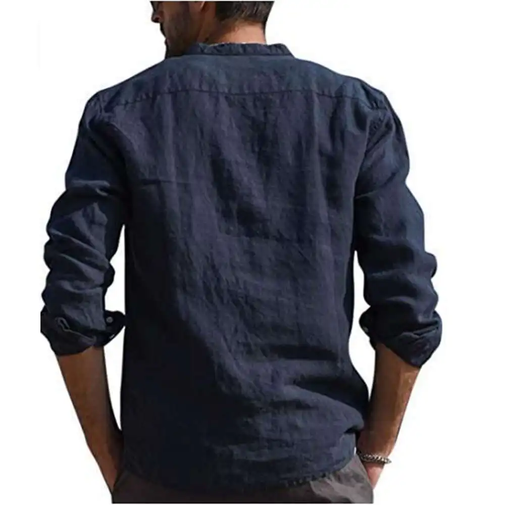 

Casual Vne Button up Long Sve irt Stand Fit Youth Faion Moisture ng Breathable Cotton Sun Protection Treaent