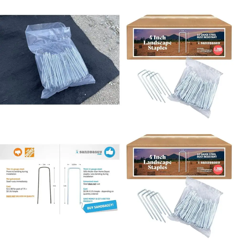 Durable 11-Gauge Sod Staples for Challenging Soil Conditions - 1200 Count, Rust-Resistant, Ideal for Landscape Installations