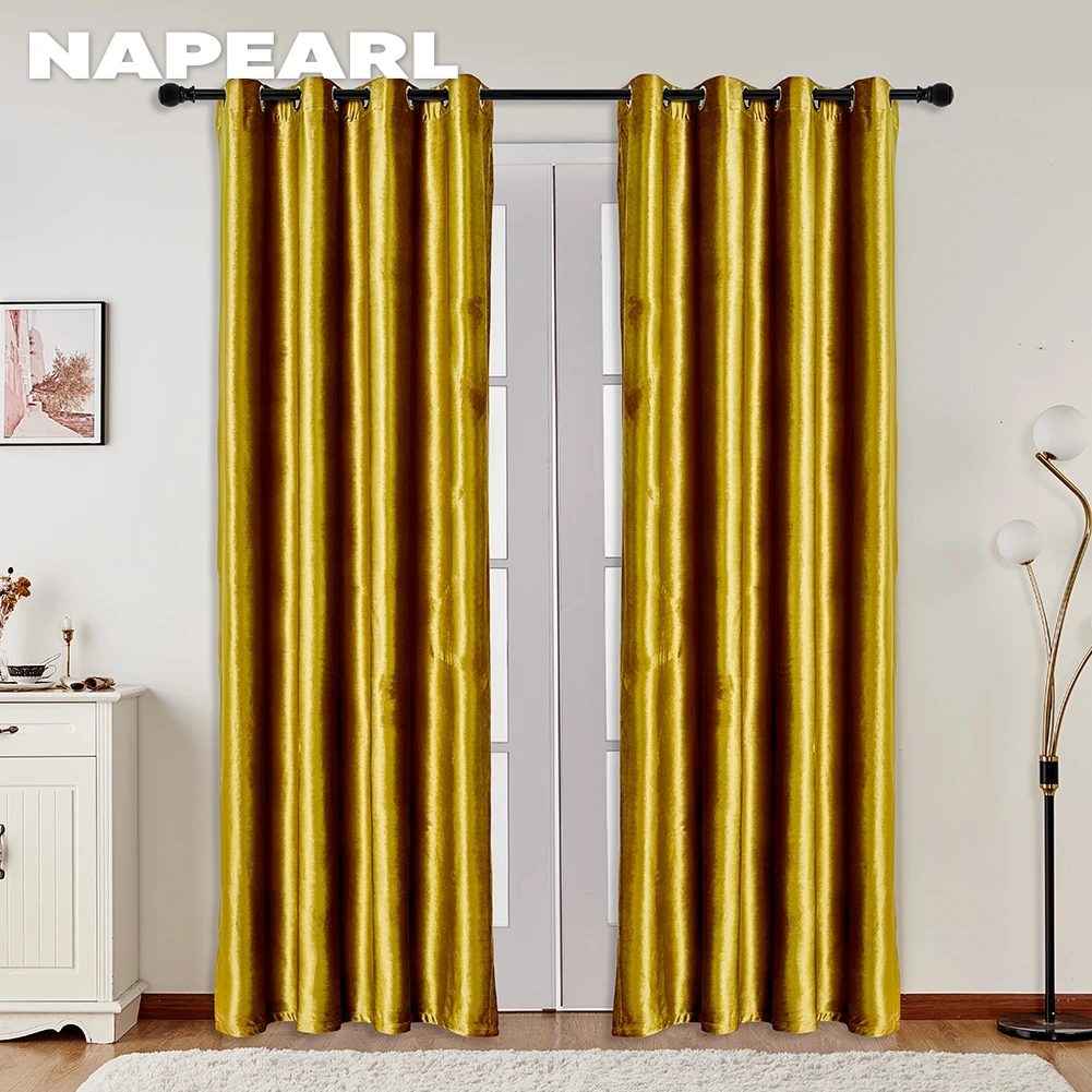 NAPEARL Blackout Curtain Golden Blackcloth Ground Decor for Party Birthday Home Decor 1PC