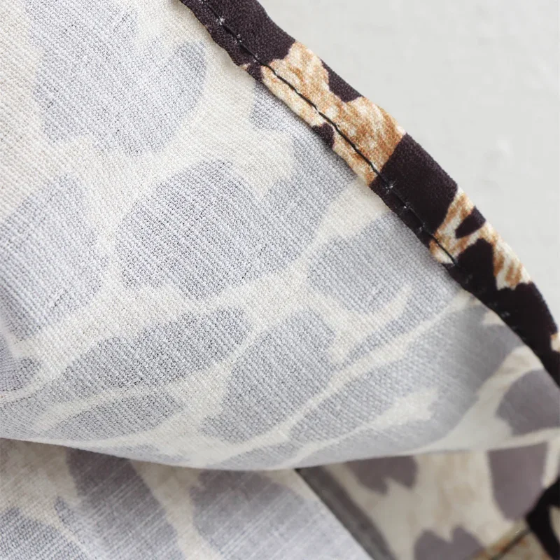 Women Leopard Print Shirt with Lace-Up O-Neck Half Sleeves 2024 Summer Bowknot Cut Out Cropped Blouse T-Shirt Vintage Top