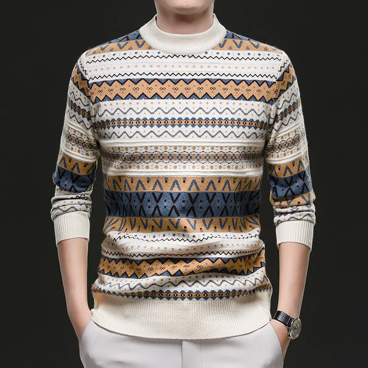

Men's Knitted Sweater Loose Fit Thiened Long Sve round Ne Warm Base Layer Top for Autumn Winter Casual Wear Polyester ...