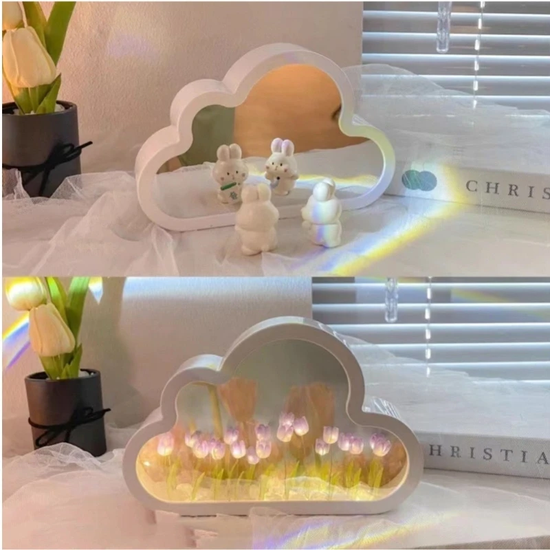 

Cloud Tulips Lamp DIY Sea of Flowers Tulips Night Light Cloud Night Light Mirror Decors Beautifully Tulips Mirrors 87HA