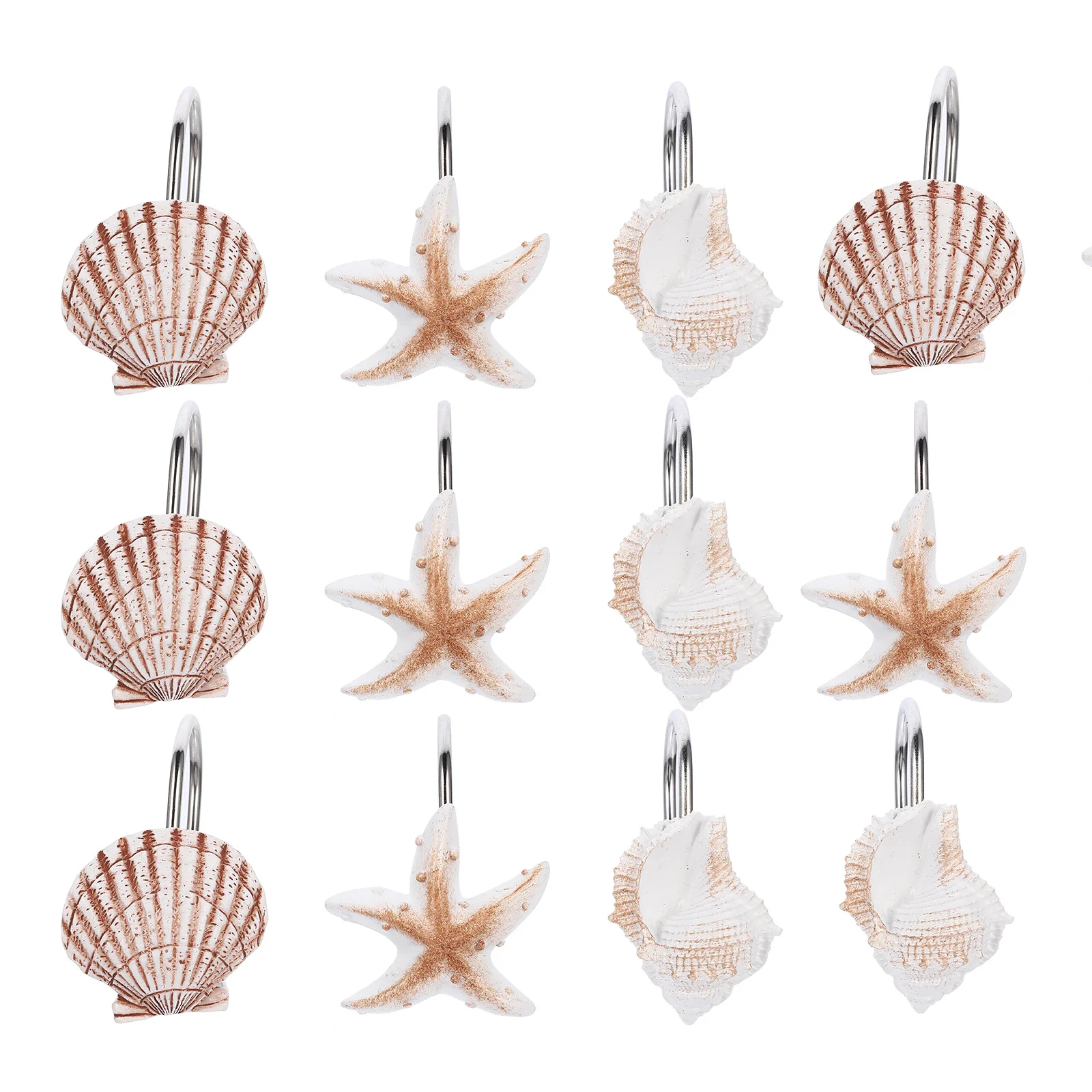 

12 Pcs Ocean Wind Hook Shower Curtain Accessories Seashell Hooks Tub Resin Bath