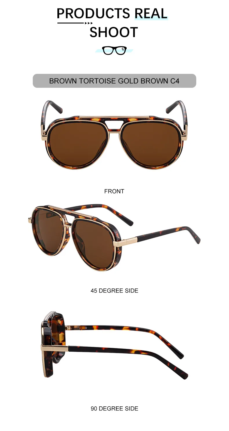 Polarisierte Steampunk Übergroße Ovale Sonnenbrille für Herren 2026 Luxusmarke Trendige Doppelbalken-Sonnenbrille für Männer UV400 Schutz – Detail 15
