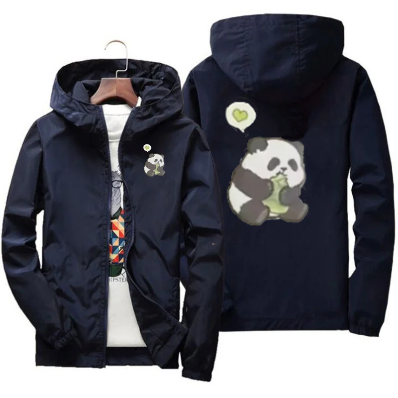 

Panda Eats Bamboo Shoots Print Jacket Waterproof And Windproof Men'S Sportswear Fashionable Men'S Outdoor Activities Fashionable