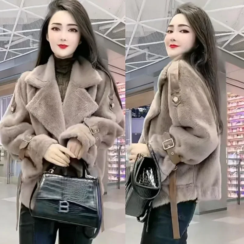 European Mink Coat Women Autumn Winter New European Station Burst Imitation Fur Coat Short Trend Winter Fashion Warm Simple