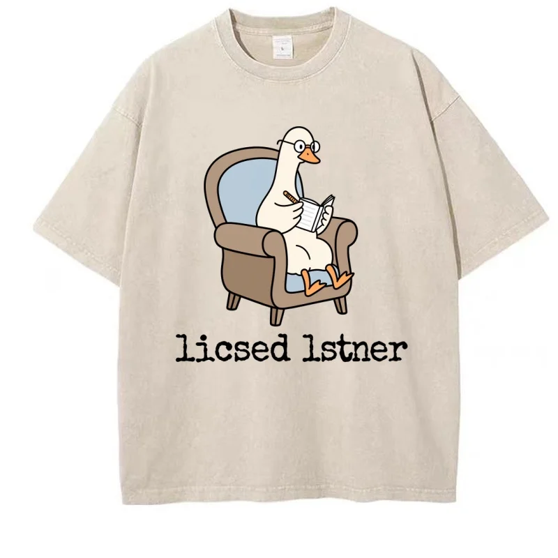 Licensed Listener T-Shirt Psychology School Graduation T Shirt Mental Health Psych Tee Casual Vintage Washed Short Sleeve