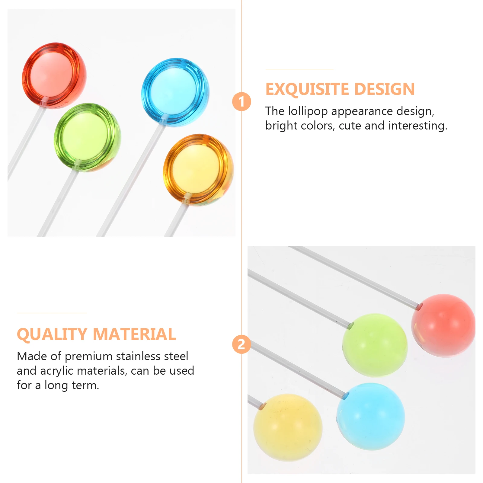 

4pcs Stainless Steel Stirring Rod Cocktail Mixing Stick for Drinks Teas Lightweight Portable Bar Tool