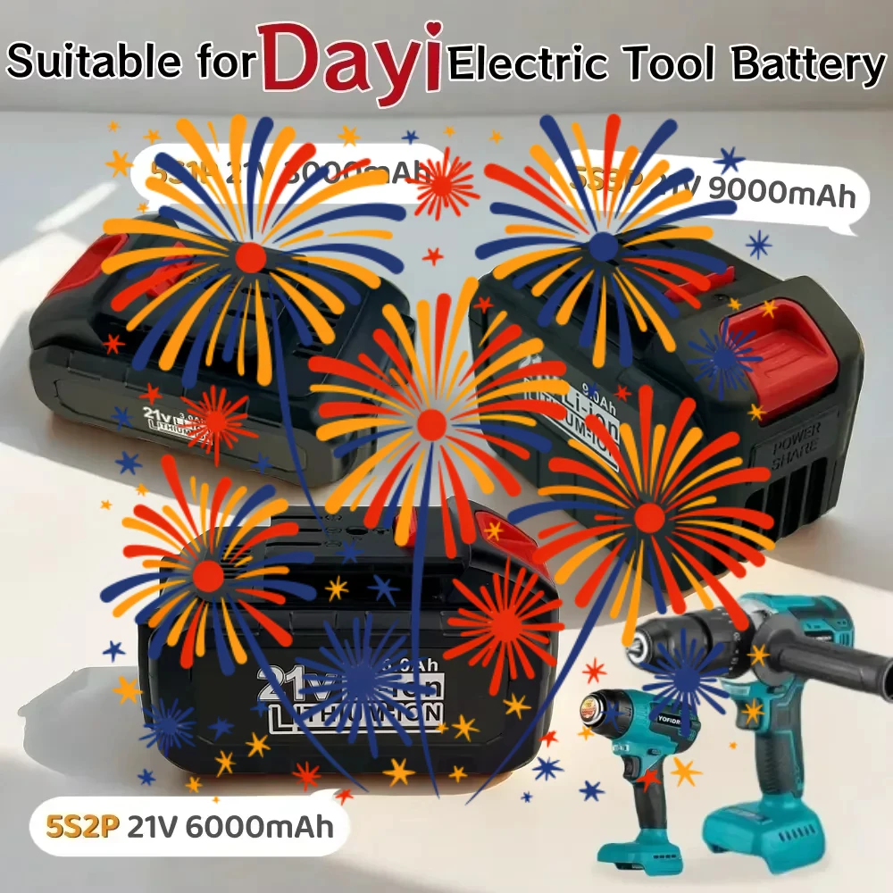بطارية قابلة للشحن 21 فولت ل Dayi منشار كهربائي زاوية طاحونة بطارية ليثيوم أداة مفتاح الربط الكهربائية 3000 مللي أمبير/6000 مللي أمبير/9000 مللي أمبير #1