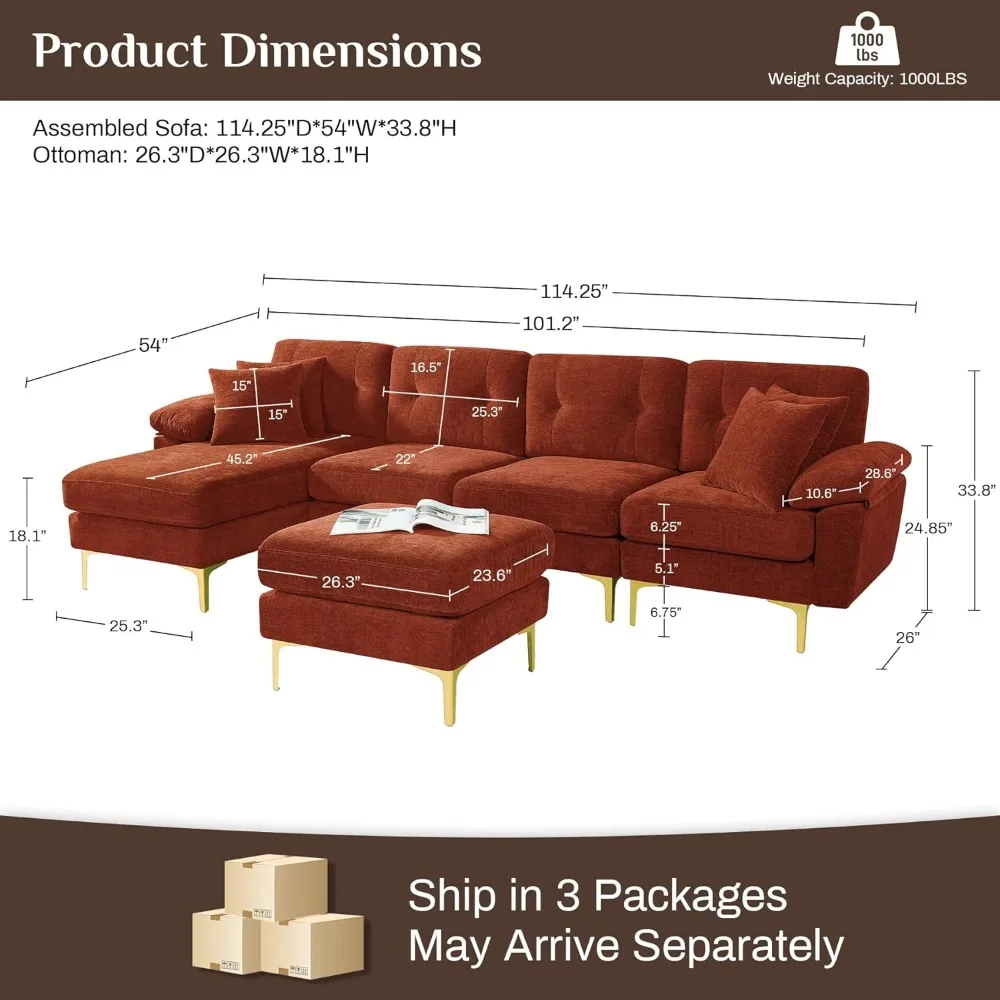 U Shape Sectional Sofa Couch,114