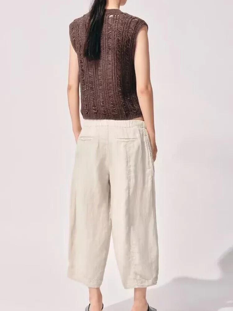 European and American style autumn new fashion simple casual women's decorative round neck sleeveless suspenders knitted top