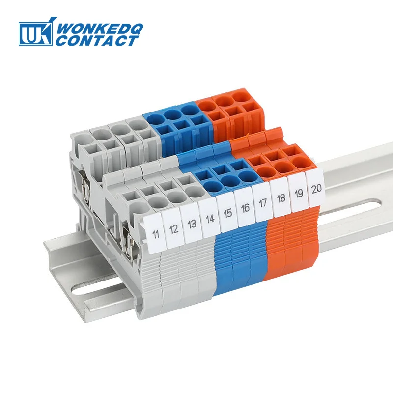 10 Stück UTTB 2,5-Schraube Doppelklemmenblock DIN-Schienen-Stecker UT 2-stufiger 2,5 mm2 Innensechskant 12 AWG Kupfer verzinnt UTTB2.5 – Detail 2