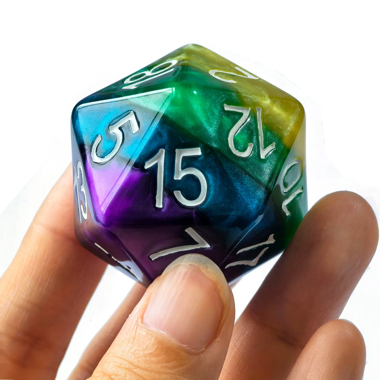 Bescon Jumbo 20 Sides Dice 1.5 inch in Colorful Multi-layer Design, 38MM Over-sized D20 Dice Big Size Multi Layered Rich Colors