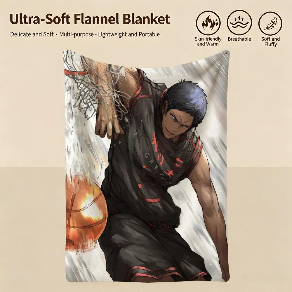 Anime K-Kuroko No Basket-t Throw Warm Soft Flannel Blanket, Multi-use for Sofa Bed Camping Travel Nap