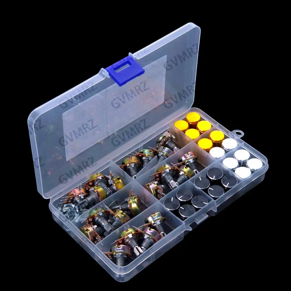 60PCS 5-100K WH148 potentiometer switches 15MM 5K 10K 20K 50K 100K with knob