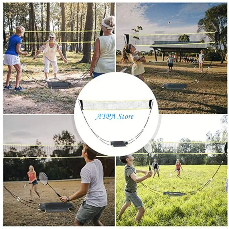 U13C Badminton Net Thicker Foldable Easy Setup Nylon Multi Sports Net Poles Fast Assembly Portable Tennis Soccer Tennis Net