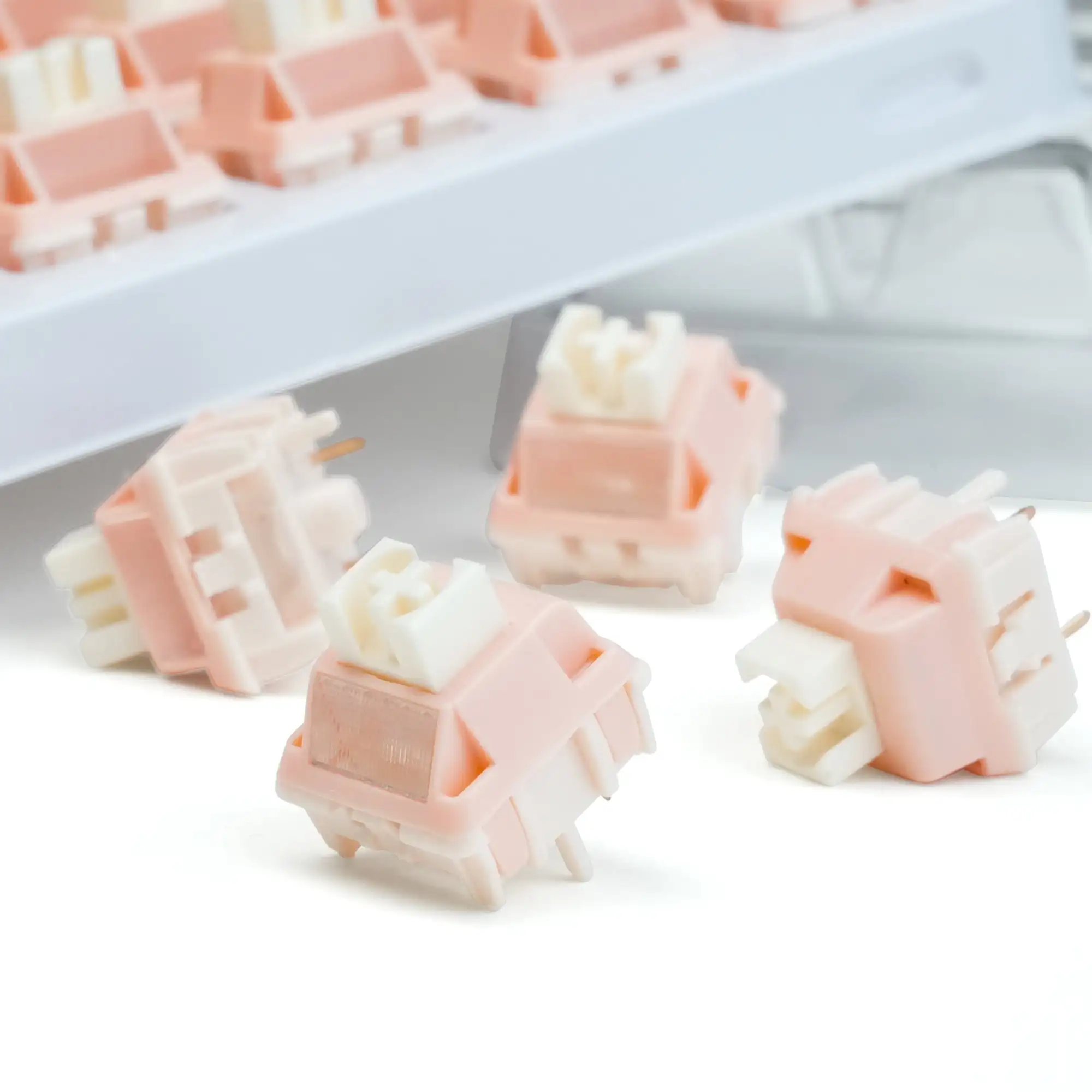 Rose Pink Full POM Switches Materials 22mm Long Spring 42gf Lubed Linear Switches 5 Pin Creamy Switches for MX Keycap Keyboard